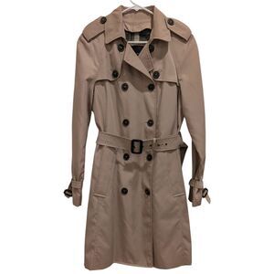 Zara Women's L Tan Double-Breasted Trench Coat w/ Plaid Removable Liner - NWOT